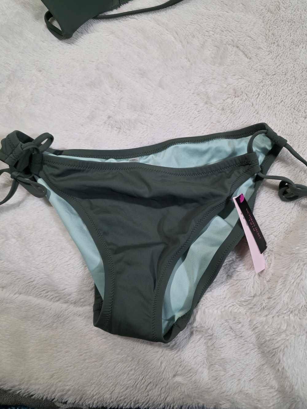 Victoria's Secret Dark Green and Mint Tie-Side Bikini Bottom